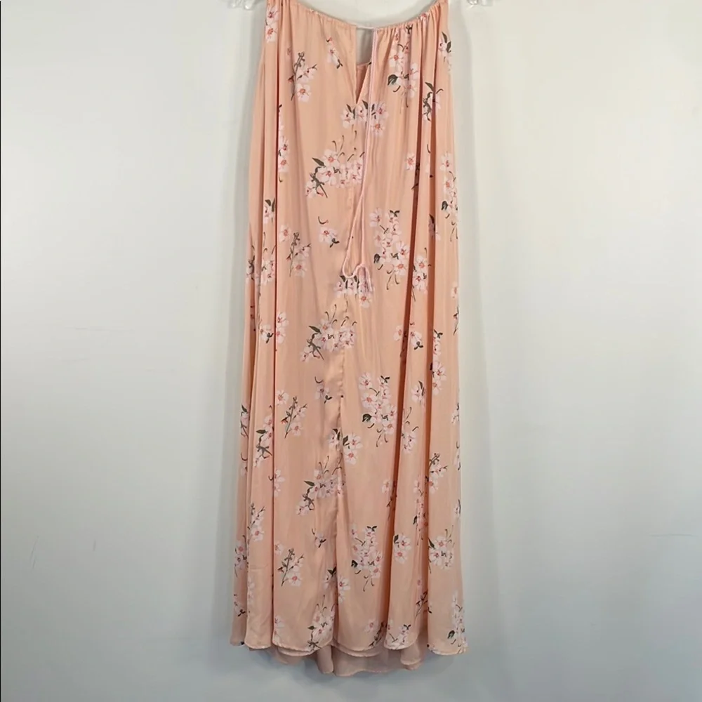 Abercrombie‎ & Fitch Peach Floral Maxi Dress Pink Blossom High Neck Tie Back Med